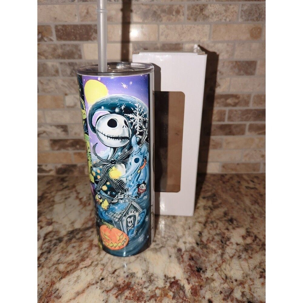 Nightmare Before Christmas Tumblr with two straw buddies Jack and zero Brand new